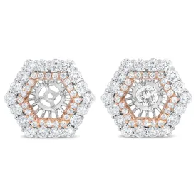 14K Two-Tone Gold Double Halo Diamond Earring Jackets with 1.875 Carats of Brilliance