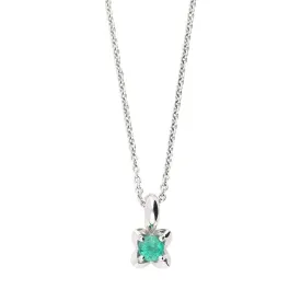 18ct white gold 0.35ct emerald flower shaped necklace