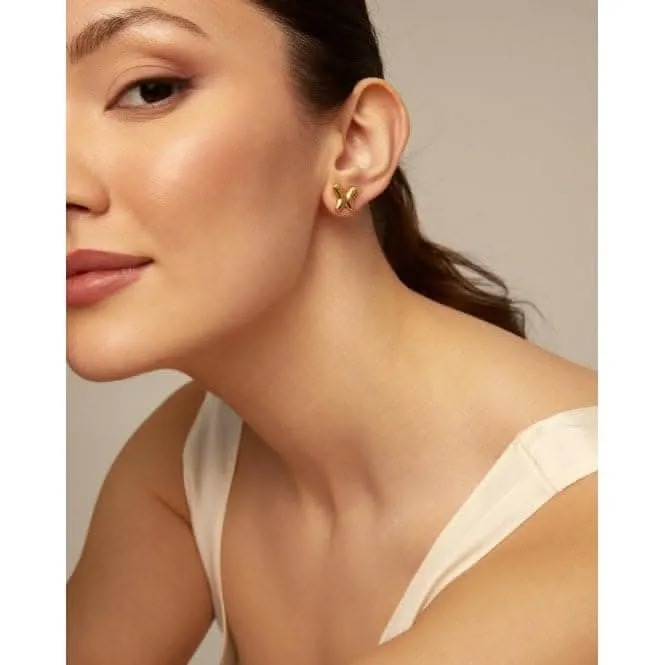 18K Gold Plated Butterfly Detachable Hoop Earrings PEN0926ORO000