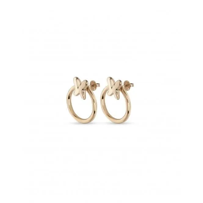 18K Gold Plated Butterfly Detachable Hoop Earrings PEN0926ORO000