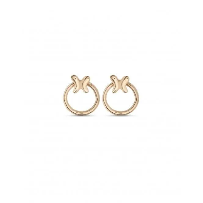 18K Gold Plated Butterfly Detachable Hoop Earrings PEN0926ORO000