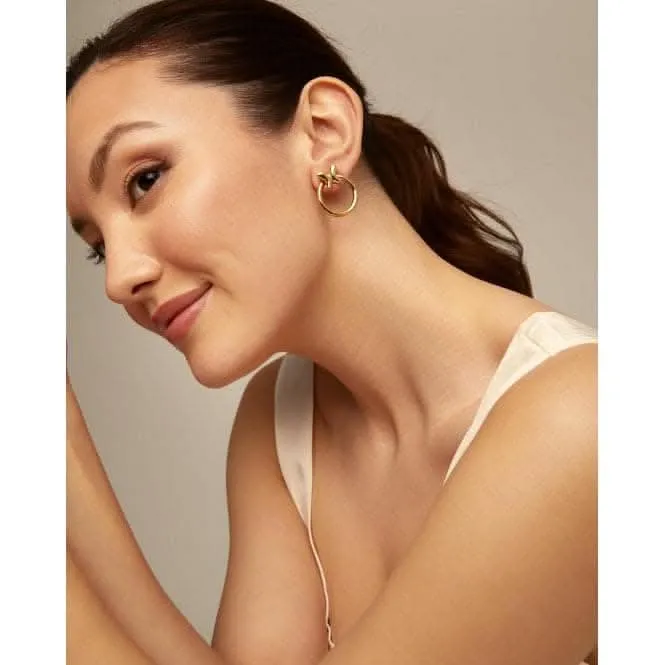 18K Gold Plated Butterfly Detachable Hoop Earrings PEN0926ORO000