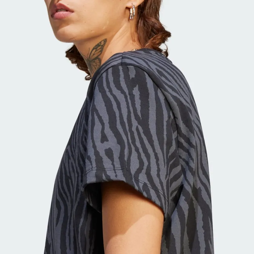 ADIDAS ALLOVER ZEBRA ANIMAL PRINT ESSENTIALS T-SHIRT - II5869