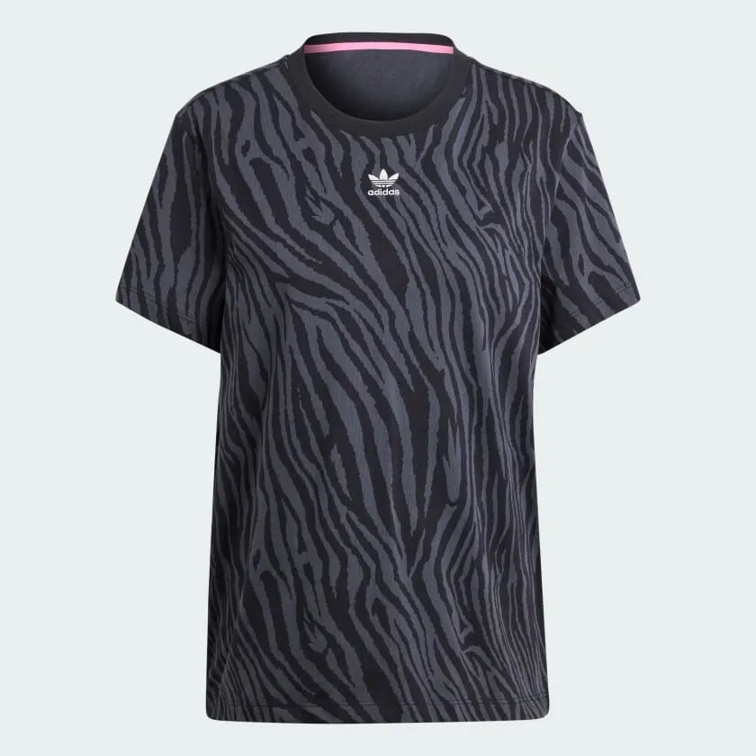 ADIDAS ALLOVER ZEBRA ANIMAL PRINT ESSENTIALS T-SHIRT - II5869
