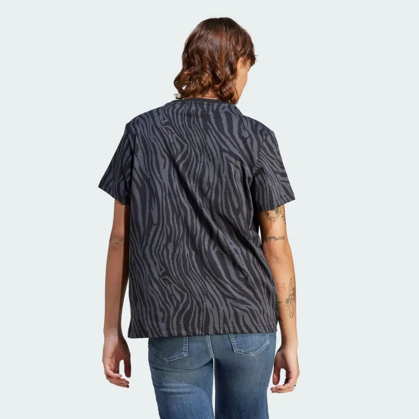 ADIDAS ALLOVER ZEBRA ANIMAL PRINT ESSENTIALS T-SHIRT - II5869