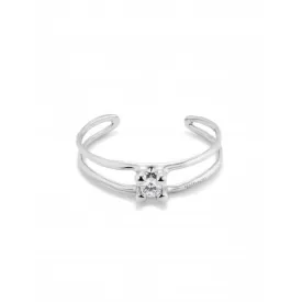 Anima Silver Plated Rigid Central White Zirconia Bangle PUL2432BLNMTL
