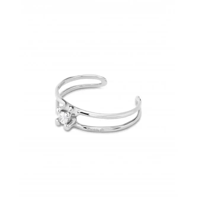 Anima Silver Plated Rigid Central White Zirconia Bangle PUL2432BLNMTL