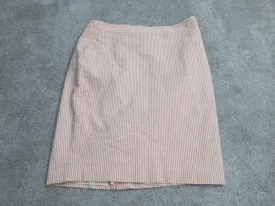 ANN Taylor Womens Straight Pencil Striped Skirts Back Zip White Peach Size 8
