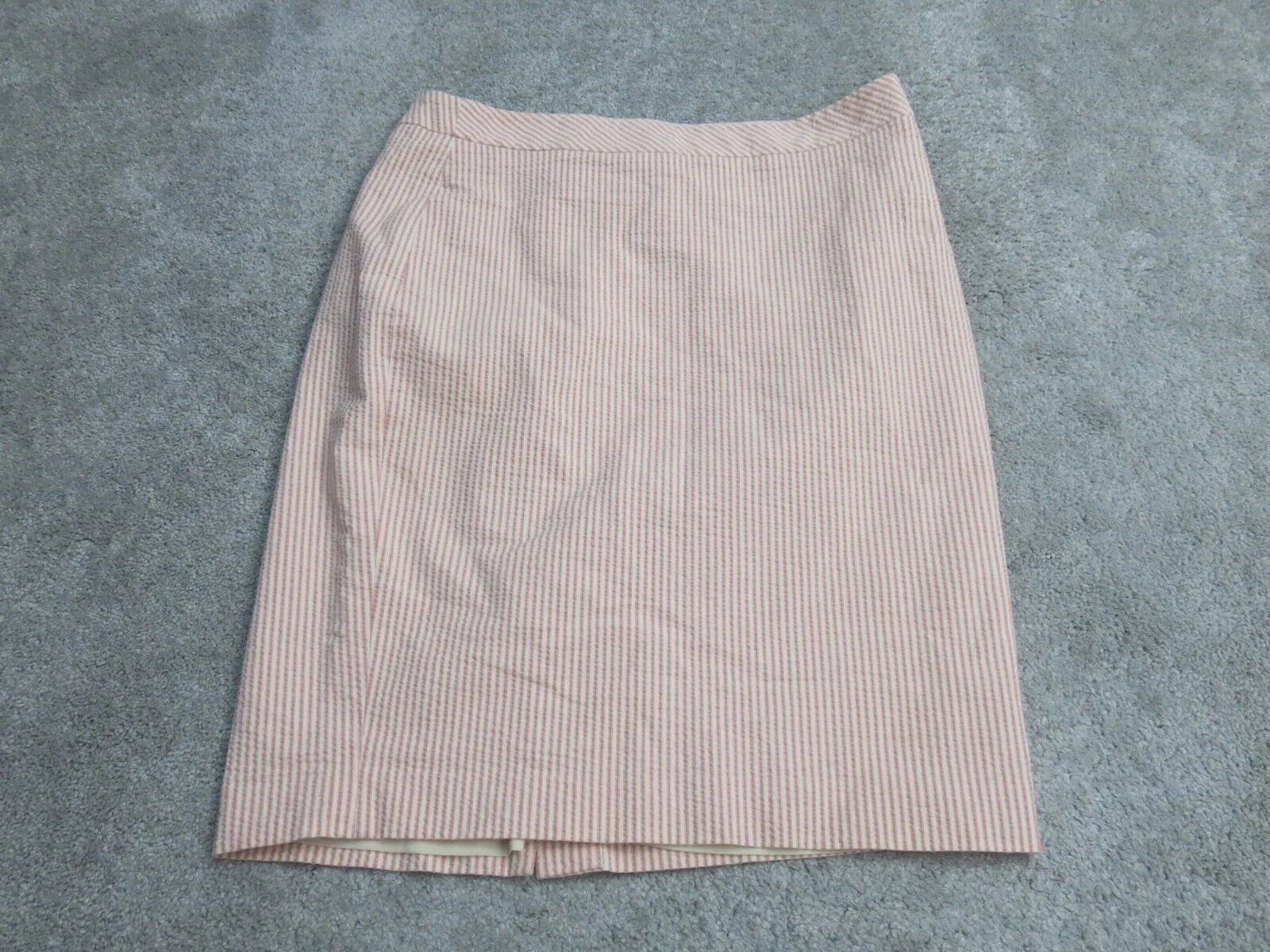ANN Taylor Womens Straight Pencil Striped Skirts Back Zip White Peach Size 8