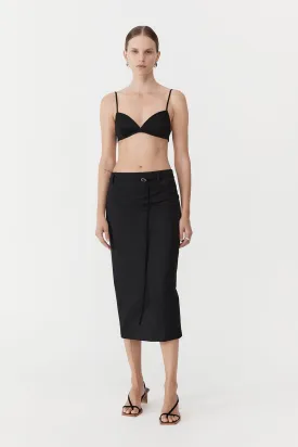Belted Pencil Skirt - Black