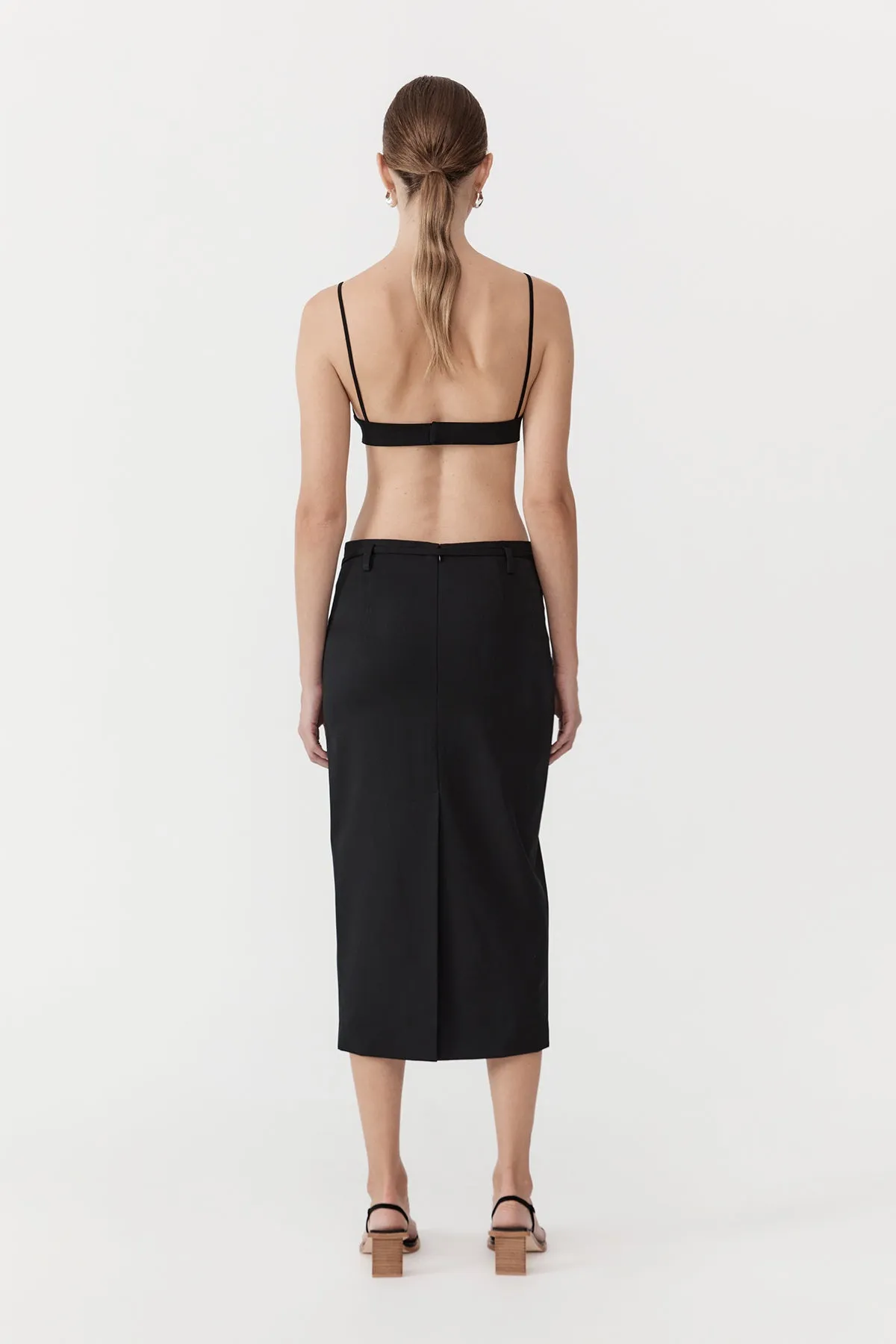 Belted Pencil Skirt - Black
