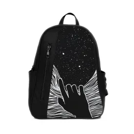 Black Mixed Backpack Through window