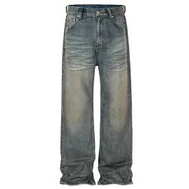 Blue Vintage Wash Wide-Leg Jeans