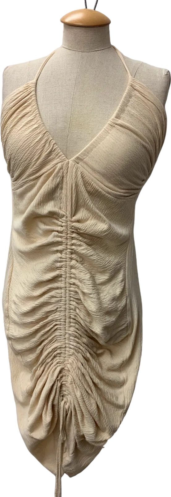 Club L Cream Ruched Halter Dress UK 8