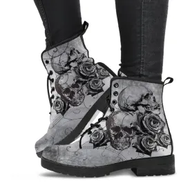 Combat Boots - Witch's Gray Boots | Goth Boots, Gothic Boots, Boho Shoes, 90s Boots, 2000s Boots, Vegan Leather