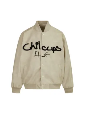 Contrast Color Embroidery Bomber Jacket