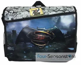 DC Comis Batman vs Superman 16" Large Black Messenger Backpack School Book Bag