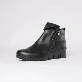 Forest Black Leather Ankle Boots