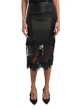 Generation Love Chantira Vegan Leather Guipure Combo Skirt - Black