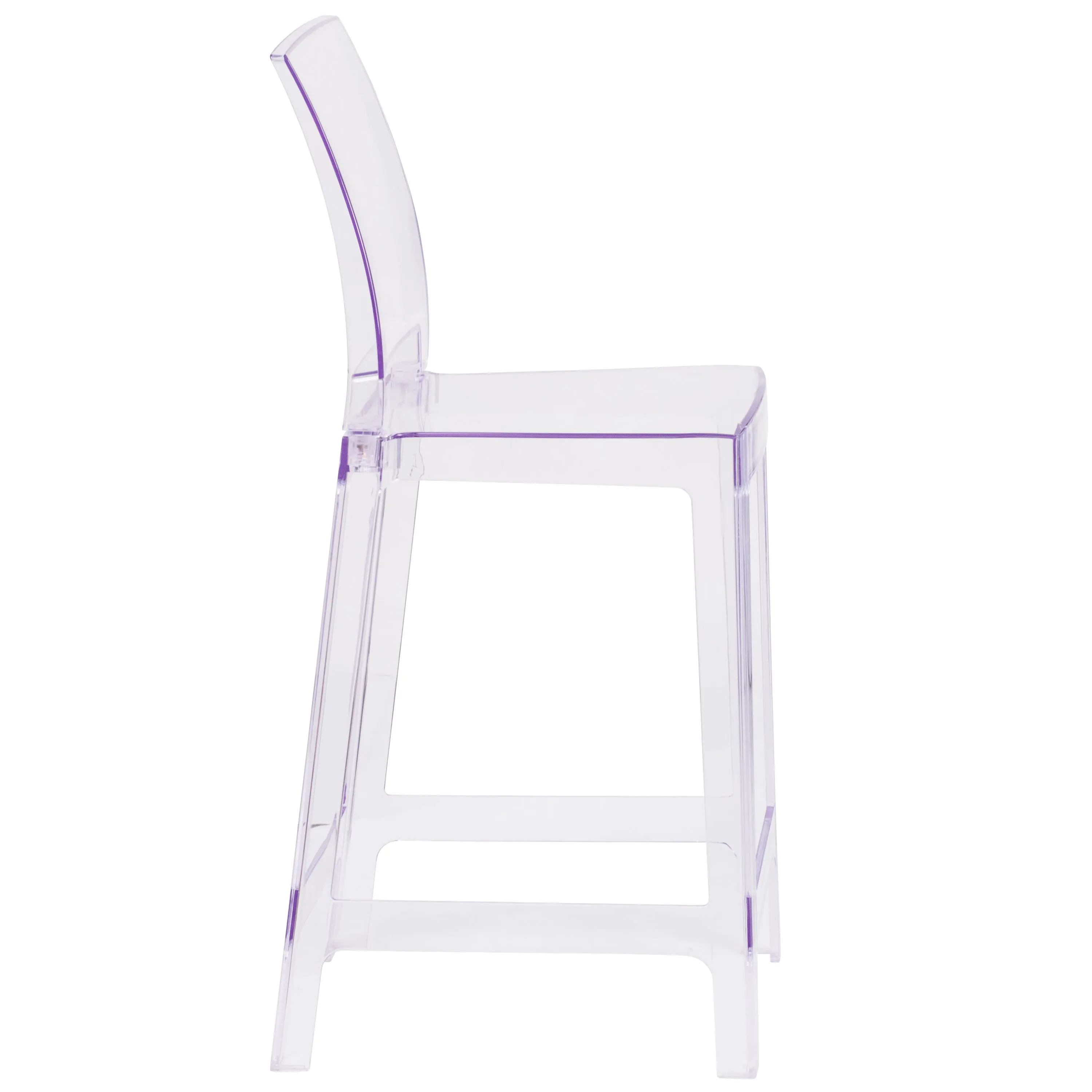 Ghost Counter Stool in Transparent Crystal with Square Back