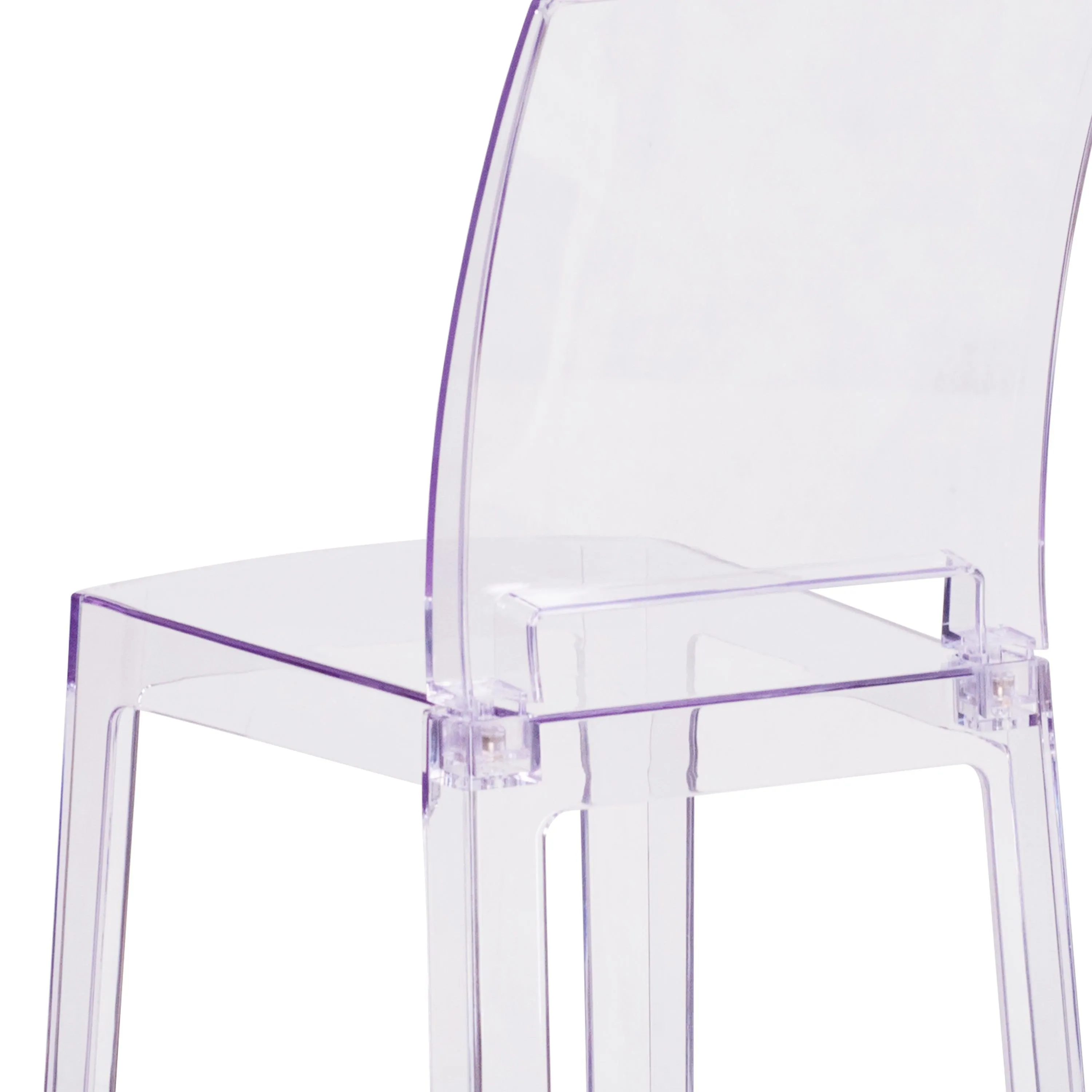 Ghost Counter Stool in Transparent Crystal with Square Back