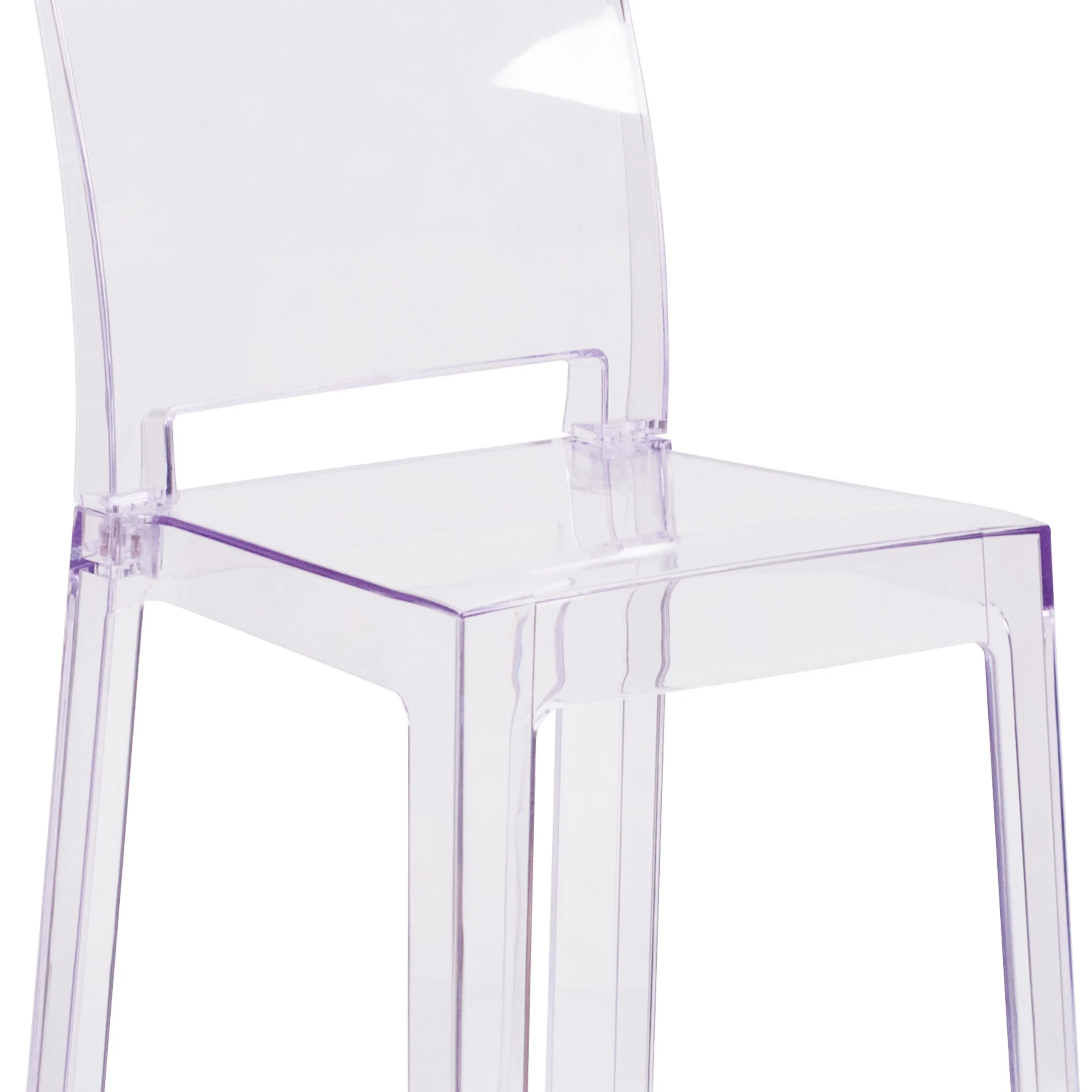 Ghost Counter Stool in Transparent Crystal with Square Back