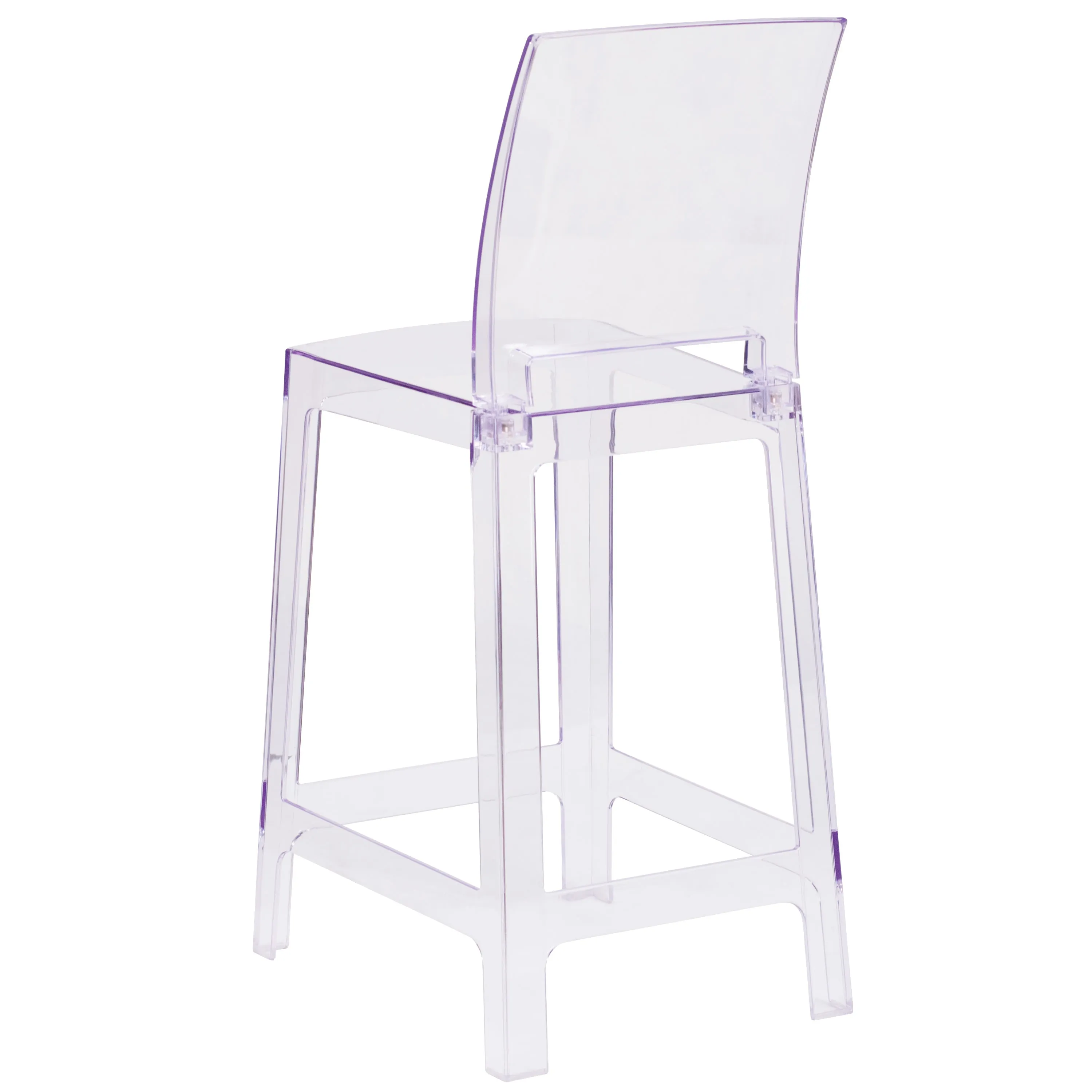 Ghost Counter Stool in Transparent Crystal with Square Back