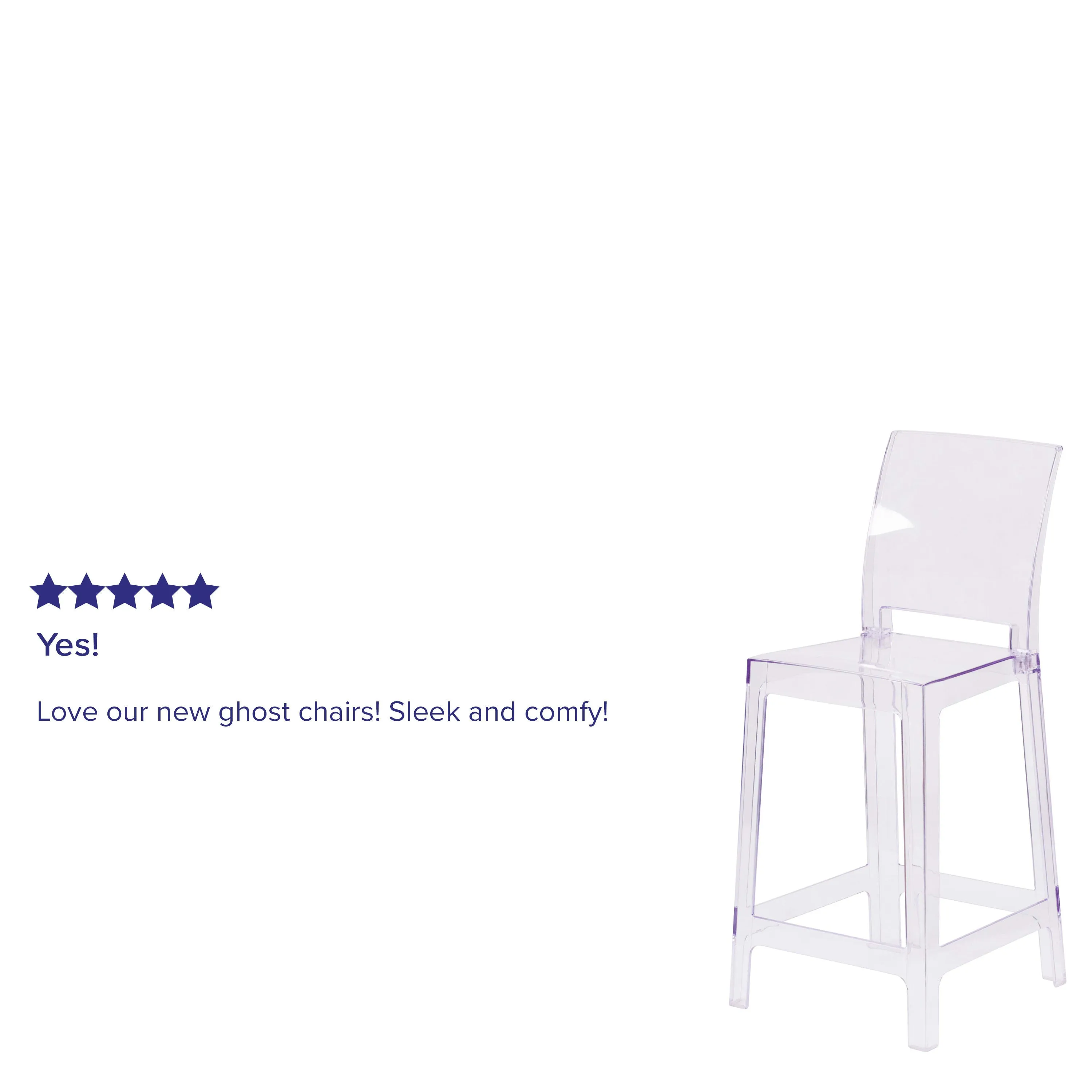 Ghost Counter Stool in Transparent Crystal with Square Back