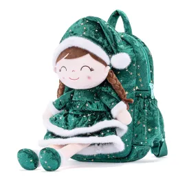 Gloveleya 11-inch Christmas Santa Doll Backpacks Green