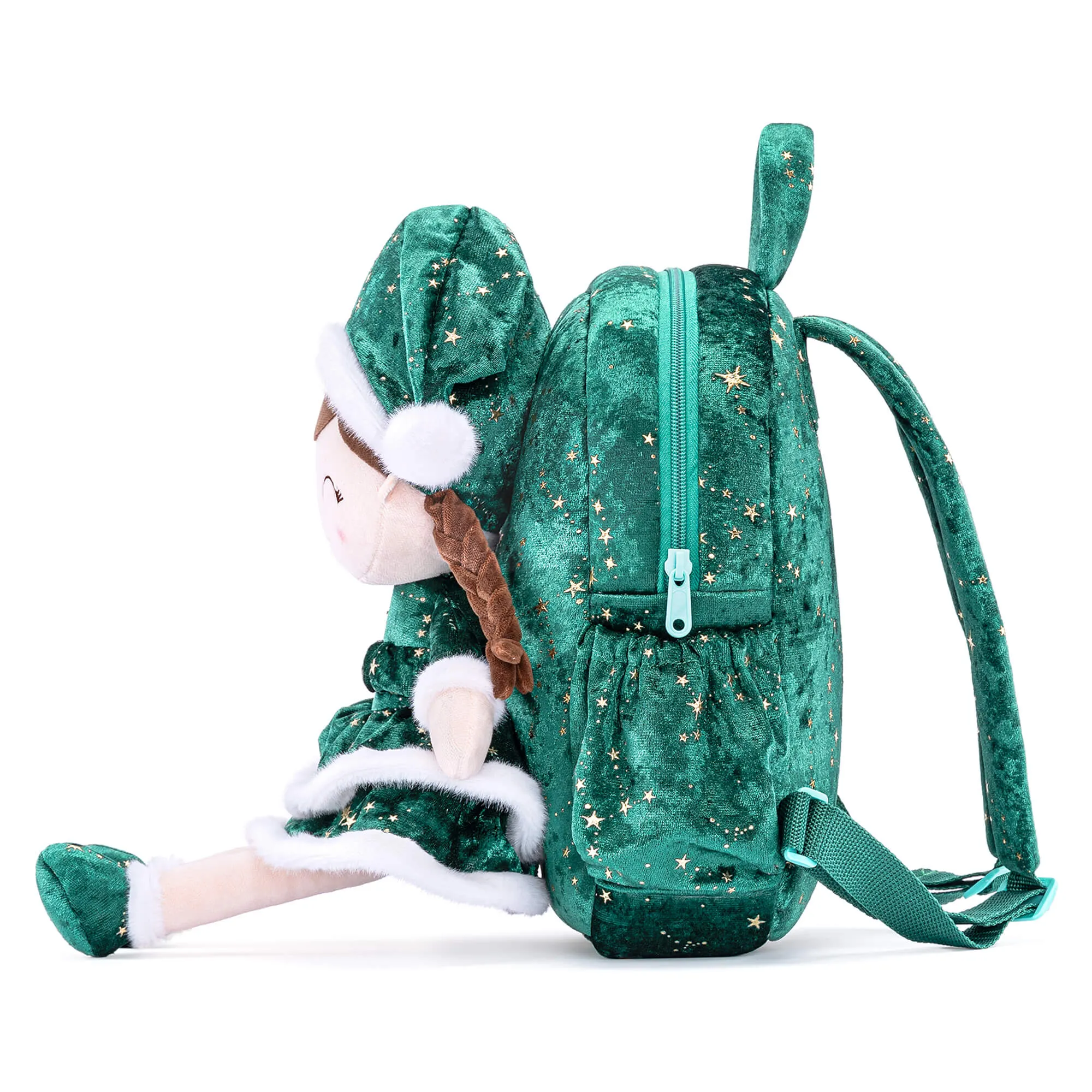 Gloveleya 11-inch Christmas Santa Doll Backpacks Green