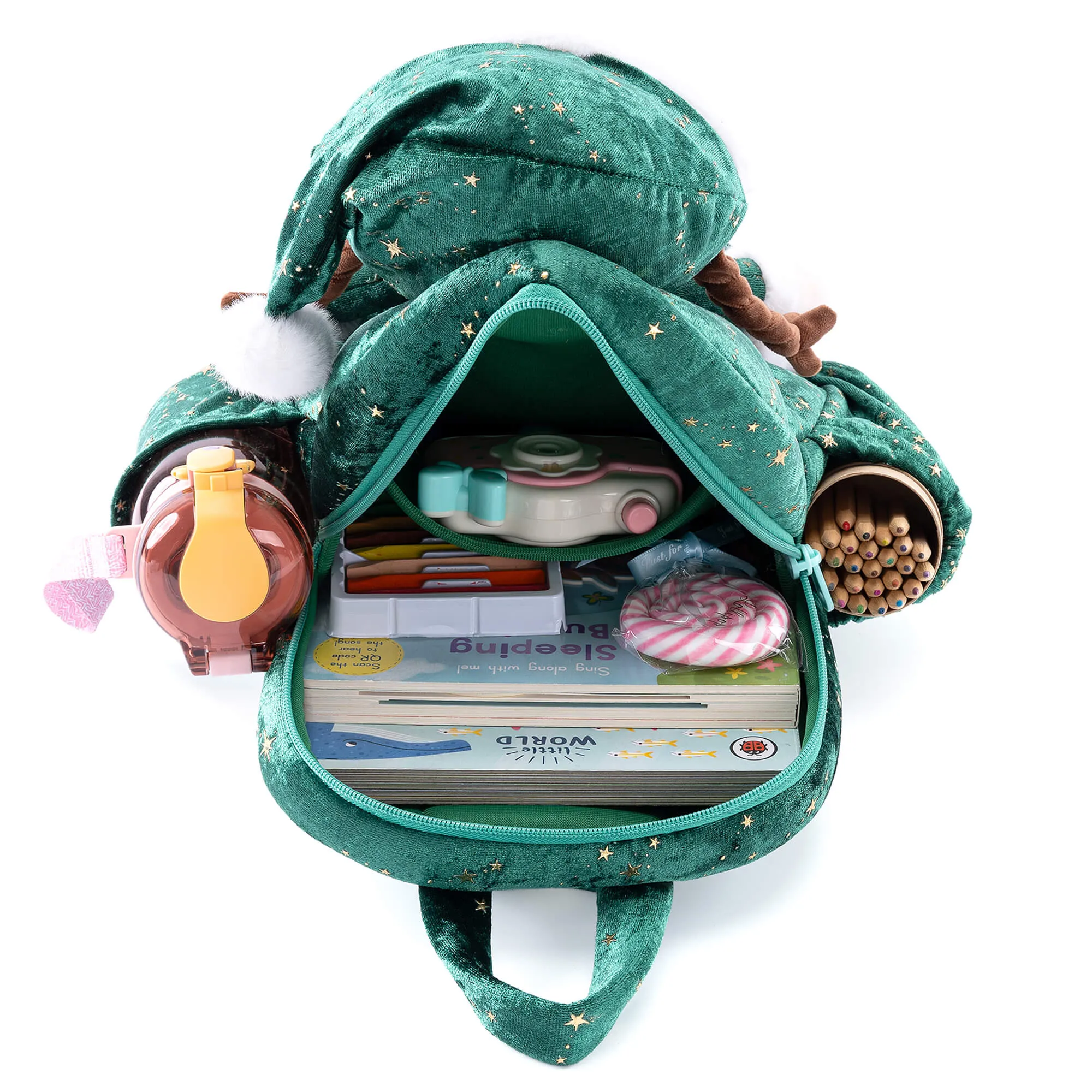 Gloveleya 11-inch Christmas Santa Doll Backpacks Green