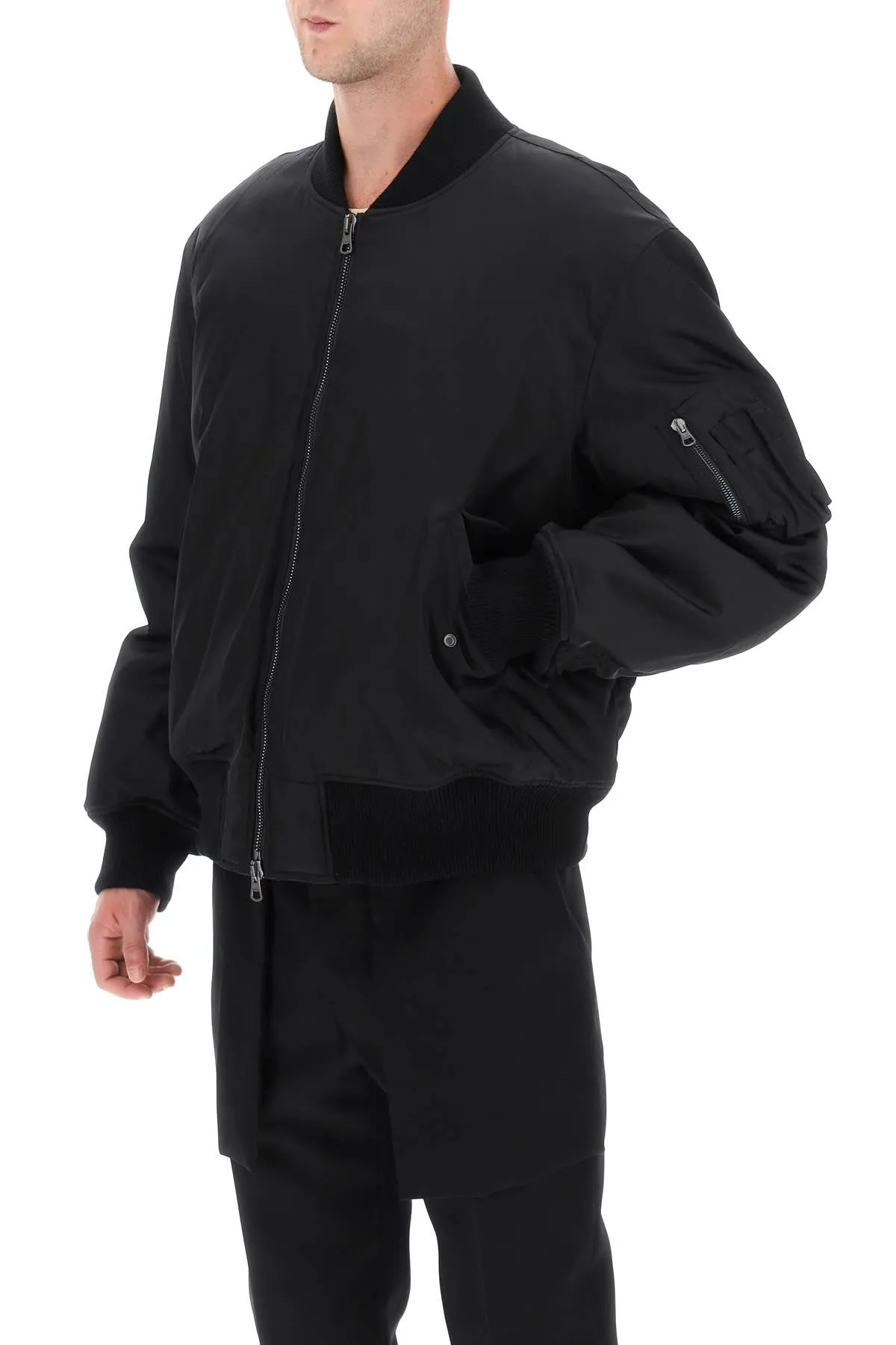 graves' padded bomber jacket with back emblem embroidery