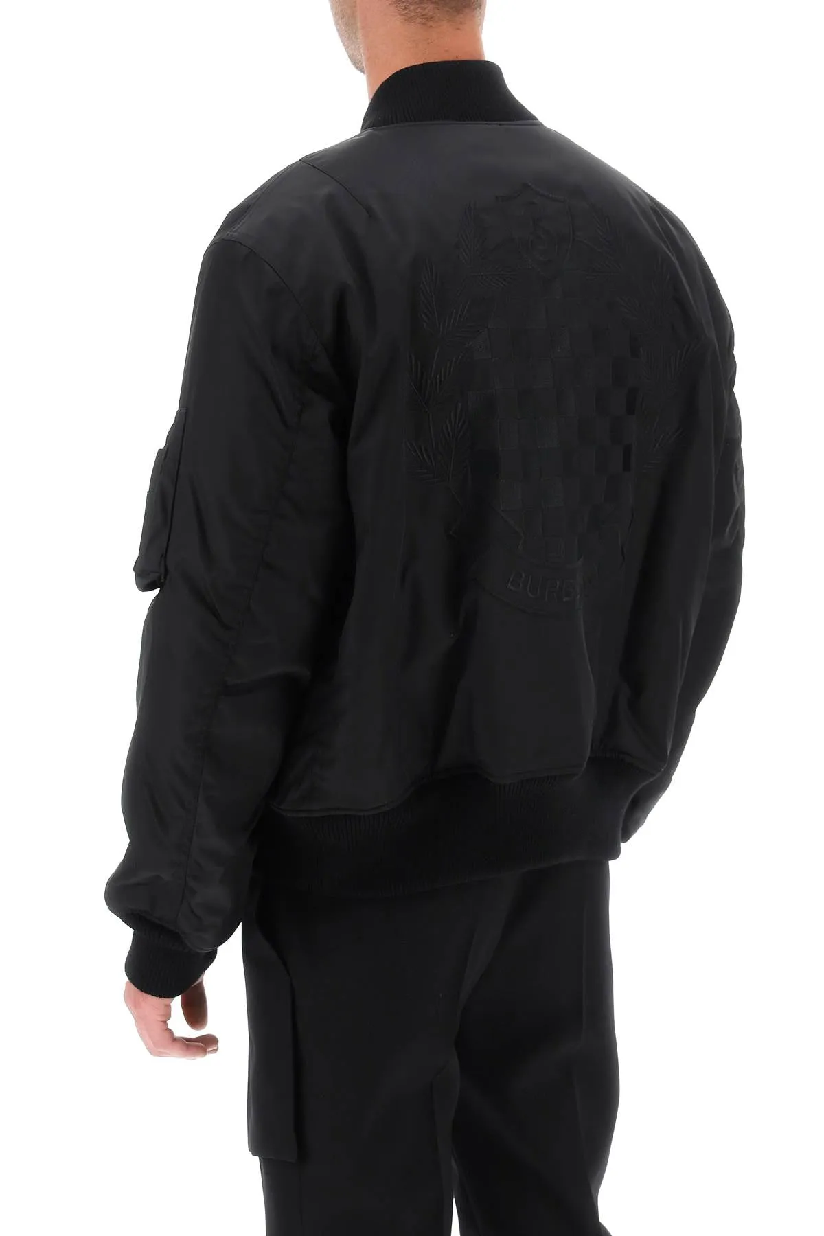 graves' padded bomber jacket with back emblem embroidery