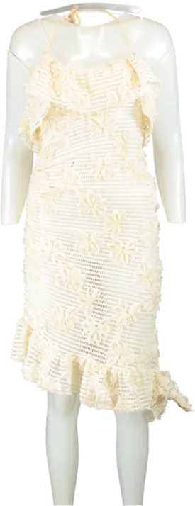 House of Sunny Cream Crocheted Halter Dress UK 8