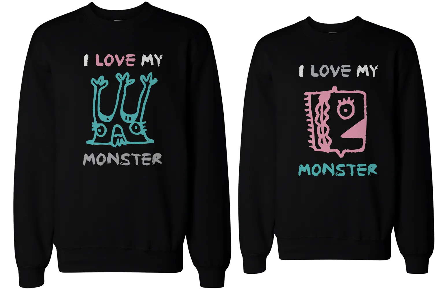 I Love My Monster Couple Sweatshirts Funny Matching Outfit for Couples