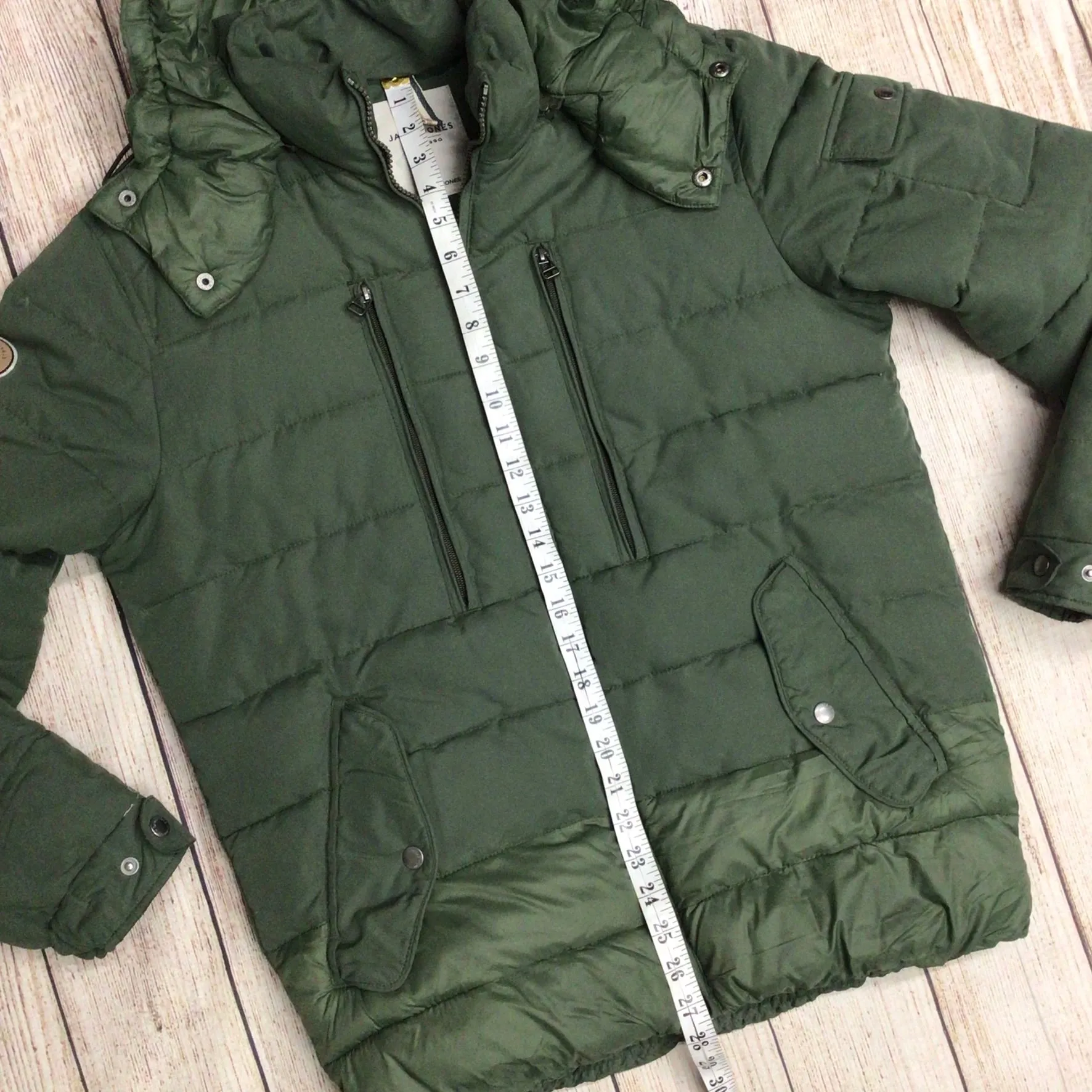 Jack & Jones Green Jorlite Short Puffer Jacket w/Removable Hood Size L