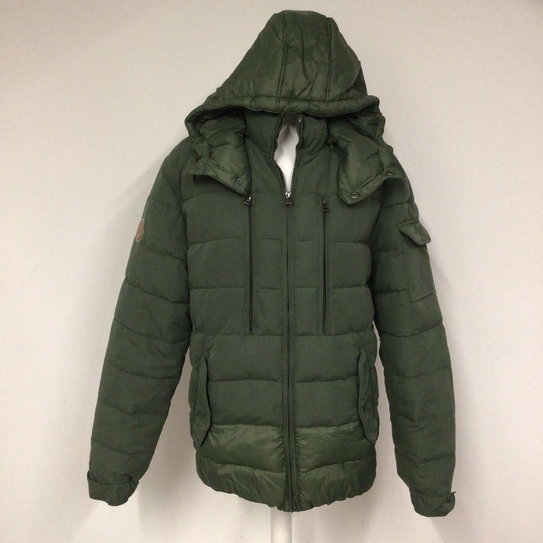Jack & Jones Green Jorlite Short Puffer Jacket w/Removable Hood Size L