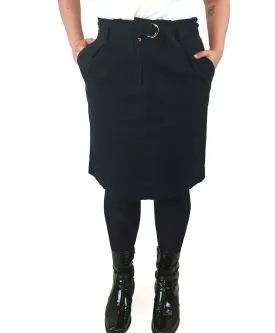 Leonard St black 100% linen skirt with waist tie and pockets size 14