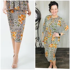 Lillian Pencil Skirt (Regular & Plus)- Floral & Geometric