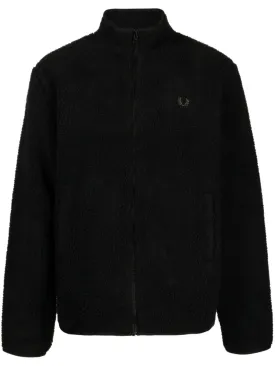 logo-embroidered fleece bomber jacket