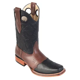Los Altos Boots Mens #8142705 Rodeo Boot W/Saddle | Style Rage Boots | Color Black Brown
