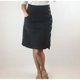 Lush black denim skirt with contrasting front buttons size 10
