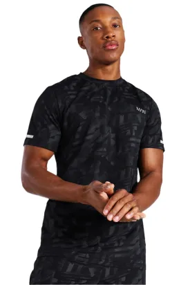 MAN ACTIVE ABSTRACT PRINT REGULAR FIT - BLACK