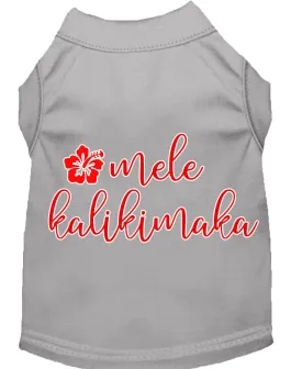 Mele Kalikimaka Screen Print Dog Shirt Grey Xxl