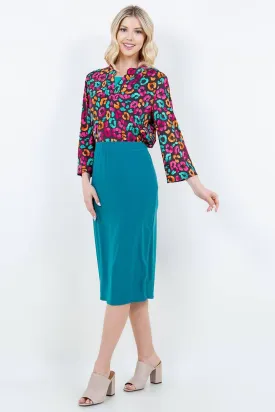 Miss Amy Pencil Skirt (Regular & Plus)- Teal