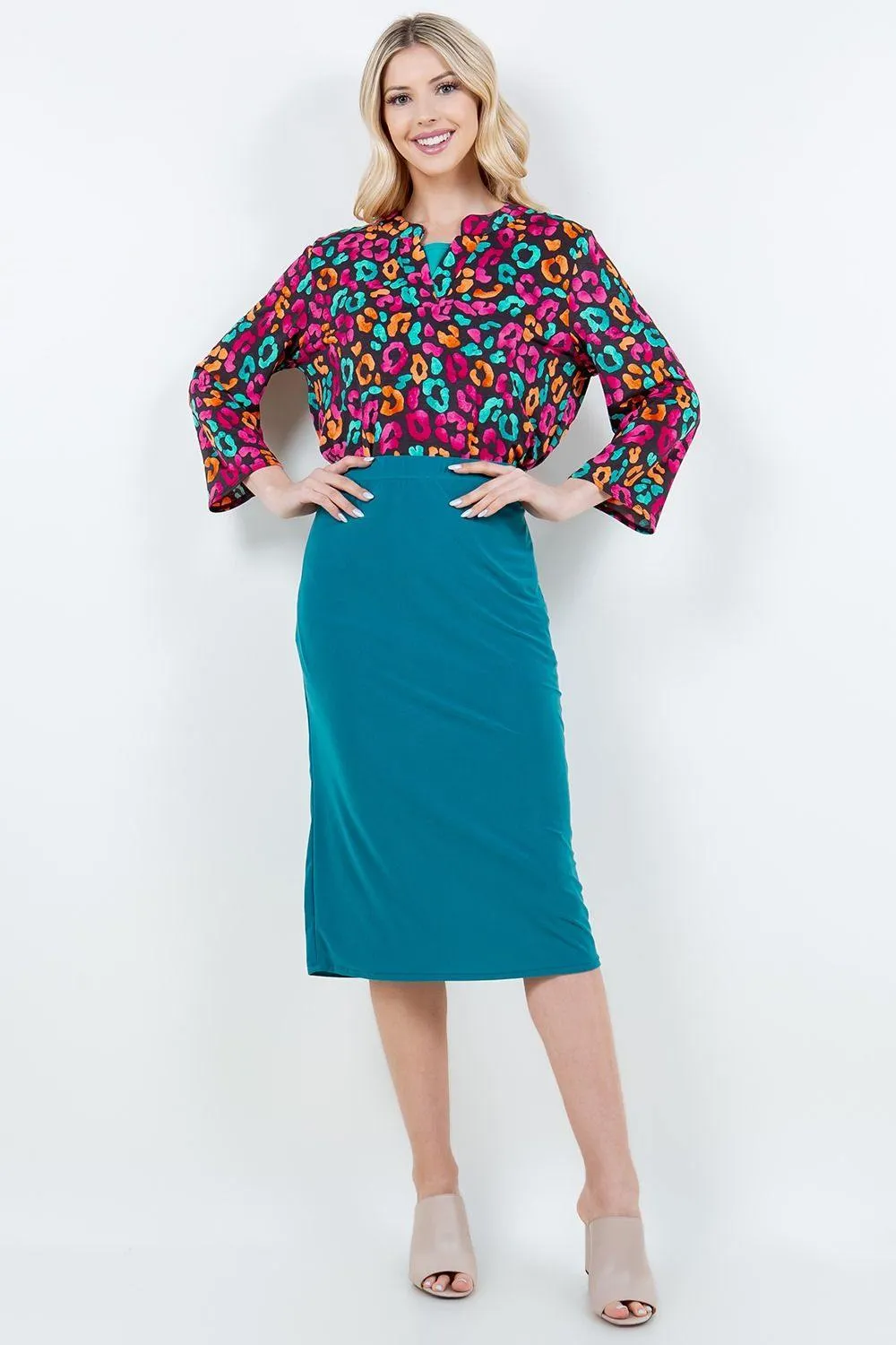 Miss Amy Pencil Skirt (Regular & Plus)- Teal