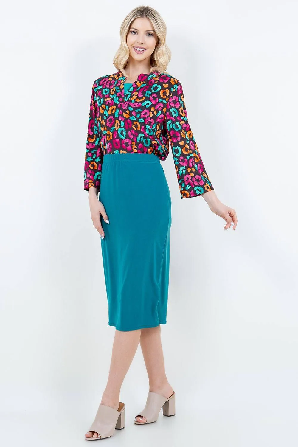 Miss Amy Pencil Skirt (Regular & Plus)- Teal
