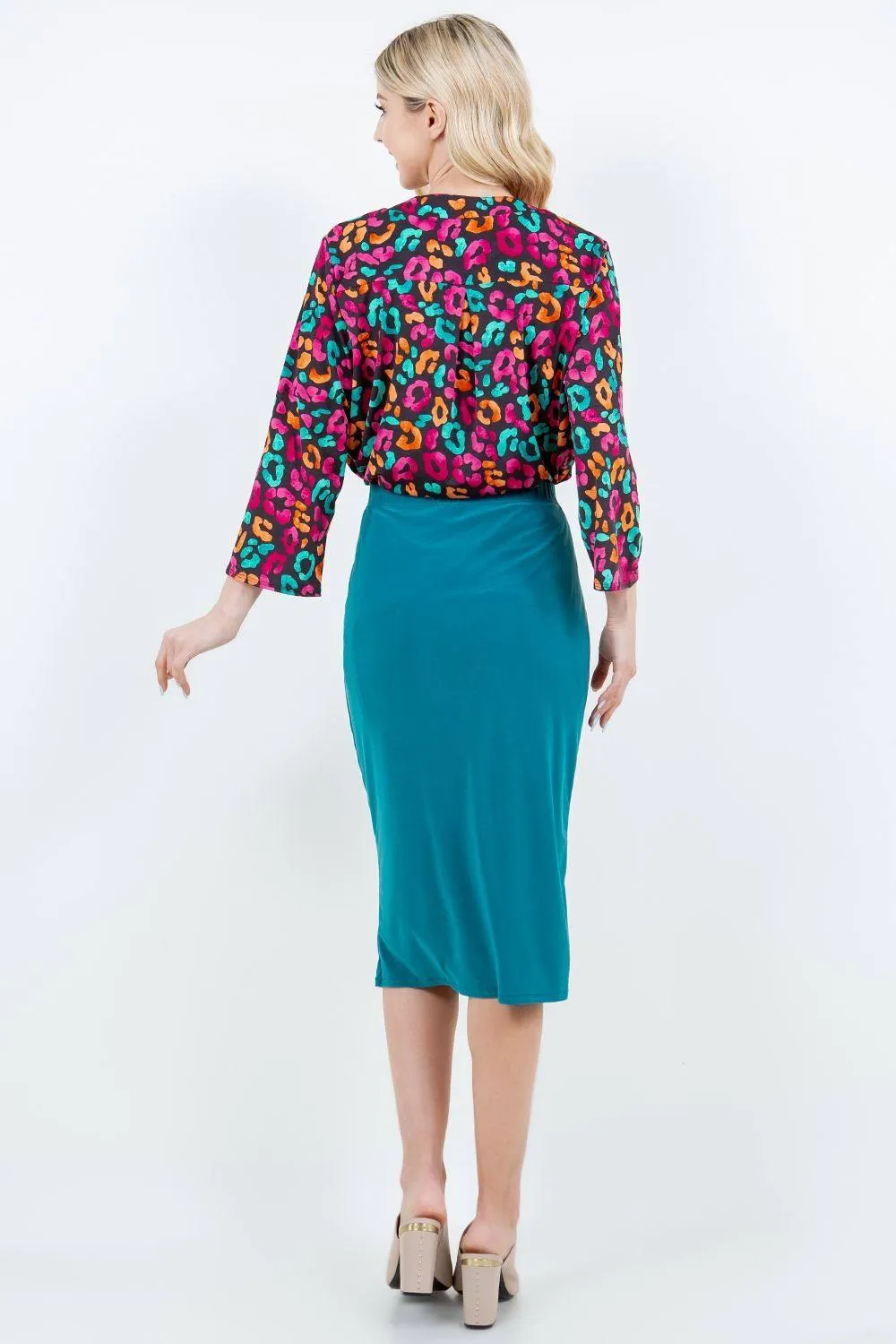 Miss Amy Pencil Skirt (Regular & Plus)- Teal