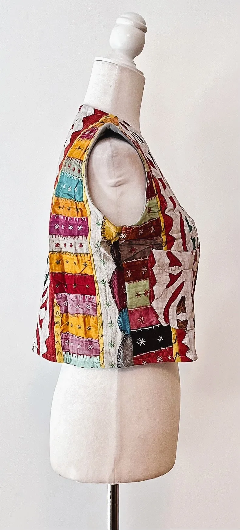 Patchwork Short Kantha Vest (Cutwork)