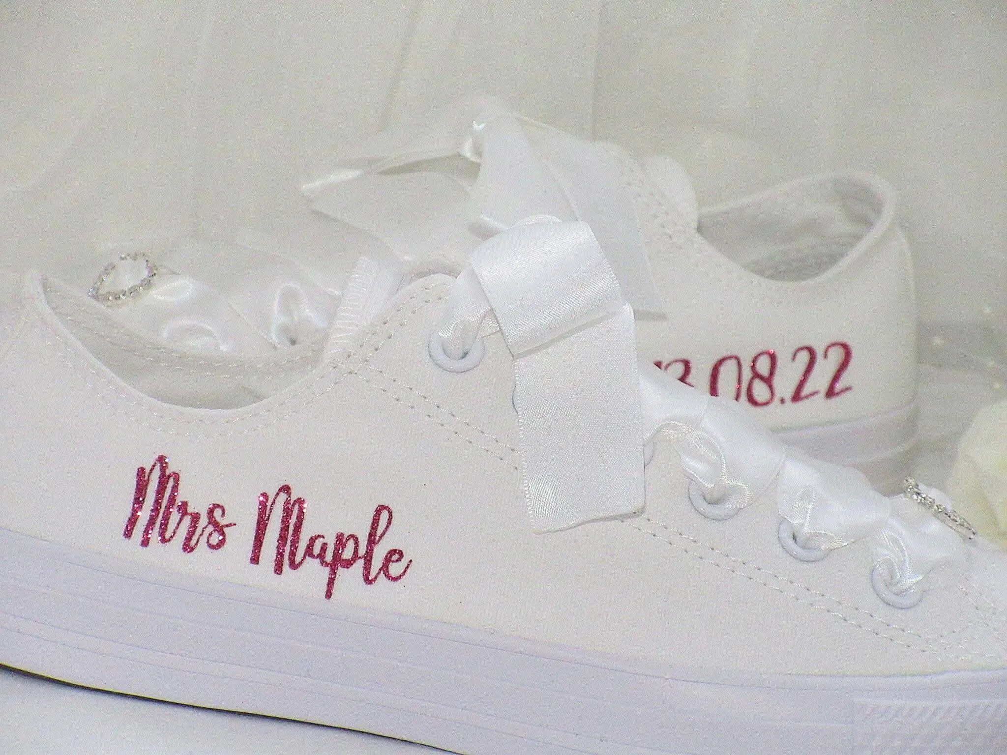 Personalised Glitter Print Wedding Converse.